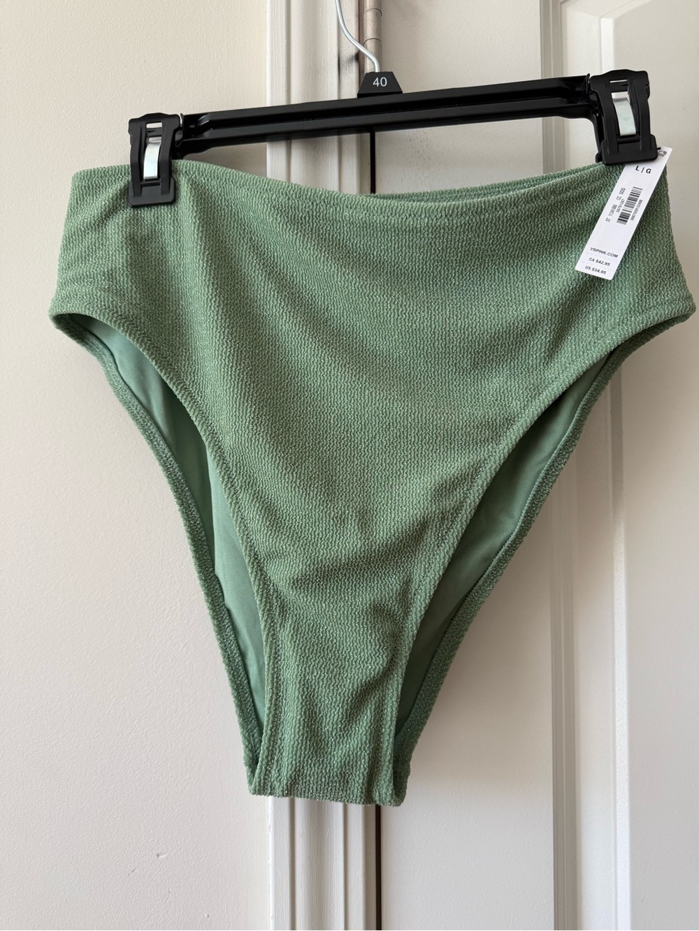 High-Waist Bikini Bottoms in Sage Green with sparkles